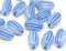 14x8mm Opal Blue oval сarved Large czech glass barrel beads - 8Pc