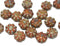 9mm Picasso brown Flower Czech glass beads, flat daisy - 20Pc