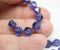 8x6mm Sapphire Blue Bicone czech glass beads Old Gold fire polished beads - 15Pc