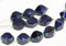 10x8mm Dark Blue Picasso czech glass fire polished beads 8Pc