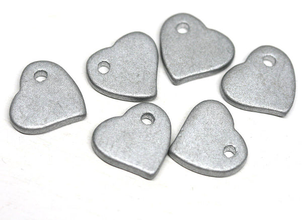 12pc Silver Ceramic heart beads