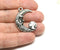 2pc Half moon antique silver Crescent moon pendant bead