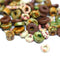 Brown Green ceramic rondelle beads mix Woodland colors