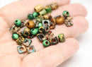Green Brown ceramic beads mix
