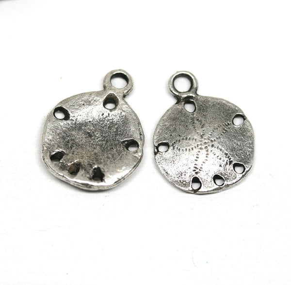 4pc Antique silver Sand dollar beach charms