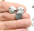 12mm Silver cornflake connectors, Antique silver 8Pc