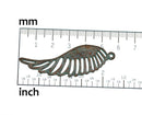 57mm Angel Wing pendant bead Green patina on copper