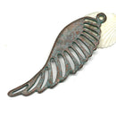 57mm Angel Wing pendant bead Green patina on copper