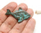 Large Whale pendant bead Green patina
