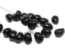 20Pc Black puffy rondels Organic shape czech glass beads - 20Pc