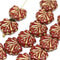 11x13mm Red Gold glass beads maple leaf Czech glass Golden inlays - 10Pc