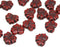 11x13mm Red Black glass beads maple leaf Czech glass Black inlays - 10Pc