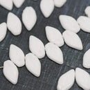 10x6mm White leaf beads, Czech glass pressed leaves - 40Pc