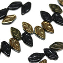 10x6mm Black leaf with luster lass beads - 40Pc
