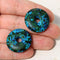 2pc Disk Ceramic Blue Green large donut focal beads 26mm