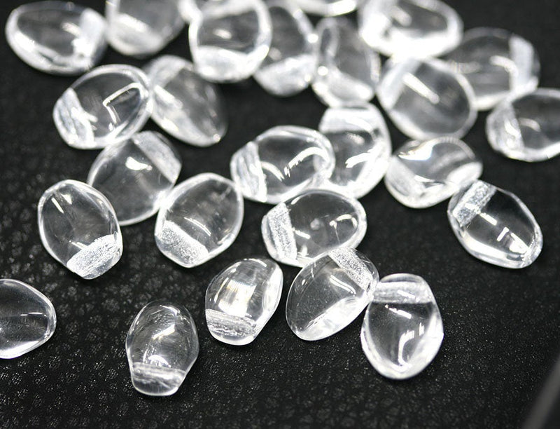 30Pc Crystal clear petal drop beads Clear Czech glass flower - 6x8mm