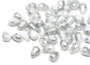 4x6mm White Silver small drops Silver wash czech glass - 50Pc