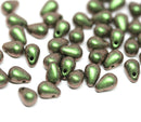4x6mm Metallic green glass drops Green Pink - 50Pc