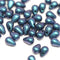 4x6mm Metallic blue czech glass drops Blue Purple small teardrops - 50Pc