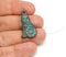 Green patina copper cat pendant bead Double sided