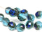 10mm Dark Blue round czech glass fire polished ball beads - 10Pc