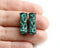 2pc Green Patina on copper long ornament Tube beads 4mm hole