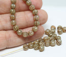 5mm melon Lustered beige brown czech glass beads - 40Pc