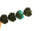11x13mm Czech glass Maple leaves, Dark mixed color Yellow inlays pressed beads - 10Pc