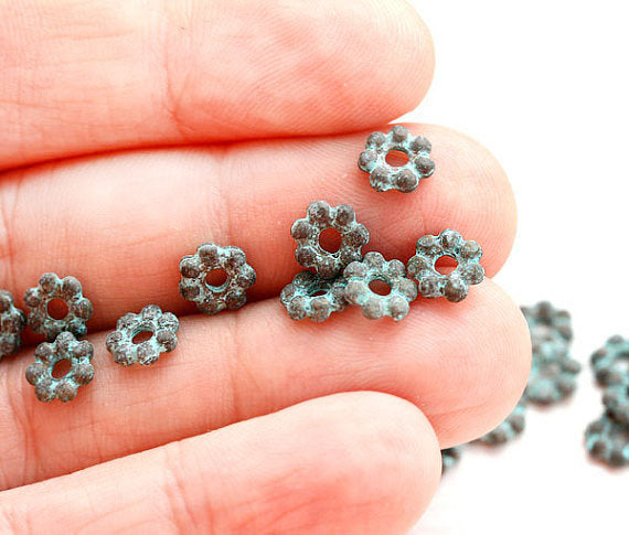 5mm Patina daisy spacers, rondelle 15pc