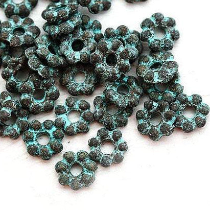 5mm Patina daisy spacers, rondelle 15pc