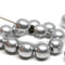 10mm round beads Silver czech glass druk beads - 10pc
