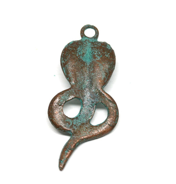 Copper Snake pendant Green patina