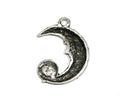 2pc Half moon antique silver Crescent moon pendant bead
