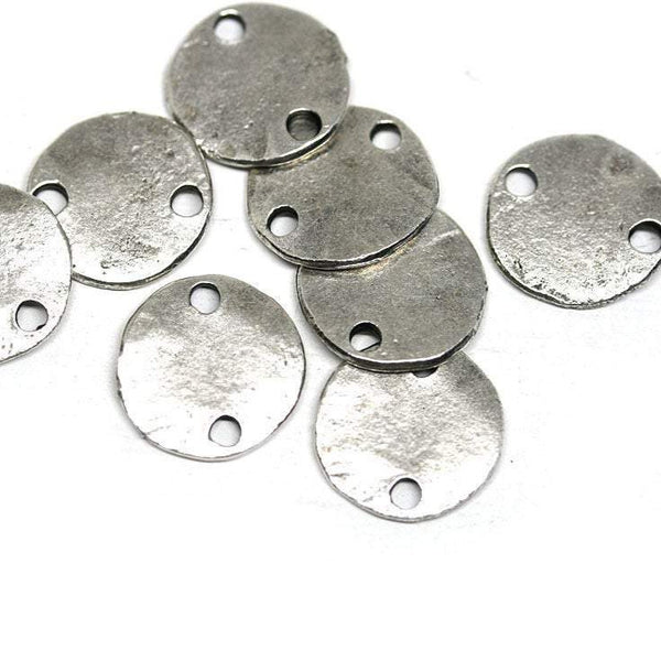 12mm Silver cornflake connectors, Antique silver 8Pc