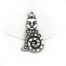Antique Silver cat pendant bead Double sided