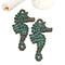 2pc Seahorse Green patina beach jewelry charms 33mm