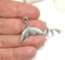 4pc Antique silver Whale tail charms
