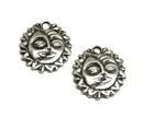 2pc Sun and Crescent Moon zodiac charms Antique silver