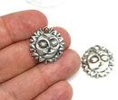 2pc Sun and Crescent Moon zodiac charms Antique silver