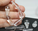 20x9mm Crystal clear pear shape teardrop czech glass beads, 10pc