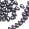4x6mm Metallic dark blue, Purple luster czech glass small teardrops - 50Pc