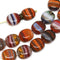 10x9mm Red Orange brown mixed color flat oval Czech beads - 15Pc