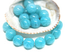 8mm round mixed blue czech glass druk pressed beads 30Pc