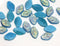 12x7mm leaf beads, Dark blue czech glass pressed leaves - 25pc