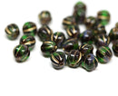 6mm Dark Blue Green round Melon czech glass beads beads - 30Pc