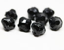 11x10mm Jet black bicone beads Baroque czech glass Fire polished large bicones - 4pc