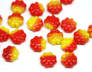 9mm Red Yellow Flower beads czech glass flat daisy - 20Pc