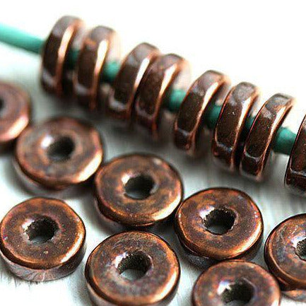 9mm Dark Copper Metalized rondelle ceramic beads 20pc