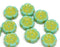 12mm Turquoise green Pansy flower Czech glass beads - 10pс