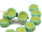 12mm Turquoise green Pansy flower Czech glass beads - 10pс